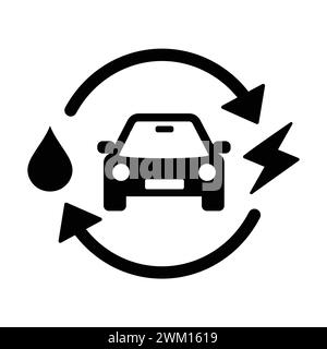 Hybrid Car Icon. Plug-in Hybrid Electric Vehicle Illustration. HEV Icons. Eco Electric Car Sign And Symbol Stock Vector