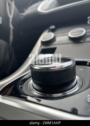 automatic transmission in a black chic modern car Stock Photo