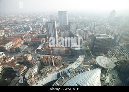 4066214 January 2010. View of Milan from the New Lombardy Region Headquarters (Palazzo Lombardia): Torre Galfa and, behind, Palazzo Pirelli (known as Pirellone) with the Central Station on the right; (add.info.: January 2010. View of Milan from the New Lombardy Region Headquarters (Palazzo Lombardia): Torre Galfa and, behind, Palazzo Pirelli (known as Pirellone) with the Central Station on the right  Gennaio 2010. Veduta di Milano dal nuovo Palazzo della Regione (Palazzo Lombardia): Torre Galfa e Palazzo Pirelli (detto Pirellone) con la Stazone centrale sulla sinistra); © Marcello Mencarini. A Stock Photo