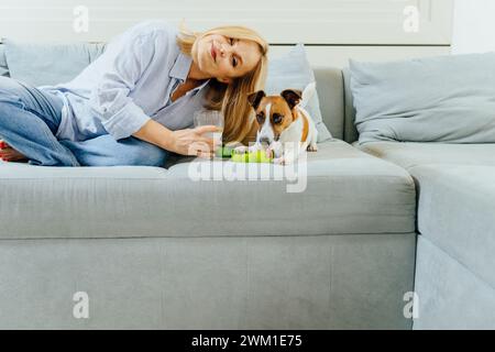 Lovely charming mature mid adult blond female Stock Photo