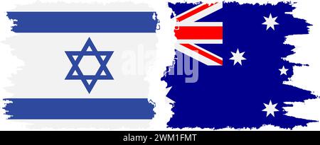 Australia and Israel grunge flags connection, vector Stock Vector