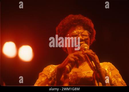 4068692 Le Focette (Tuscany), August 1980. Jazz singer Ella Fitzgerald performing at the Bussoladomani (photo); (add.info.: Pietrasanta, Italy; Italia, Le Focette di Marina di PietrasaElla Fitzgerald and Joe Pass at Bussola Domani  Le Focette, località  di Marina di Pietrasanta (Lucca), agosto 1980. La cantante Ella Fitzgerald in concerto a Bussoladomani); © Marcello Mencarini. All rights reserved 2024. Stock Photo