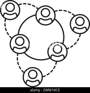 vector illustration of a social media network. people connected to each other by network. flat circles and lines. people icons Stock Vector