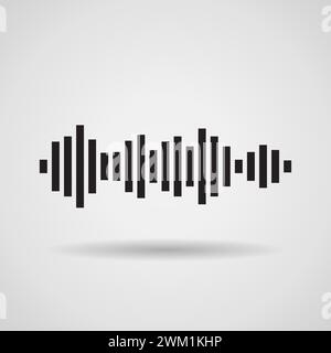 vector music background of audio sound waves pulse, equalizer voice frequency, black and white. simple illustration of audio sound wave signal. eps10 Stock Vector