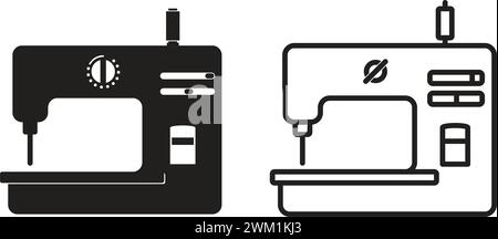vector electric sewing machine icons. linear style pictogram. sewing machine outline symbol, logo isolated on white background Stock Vector