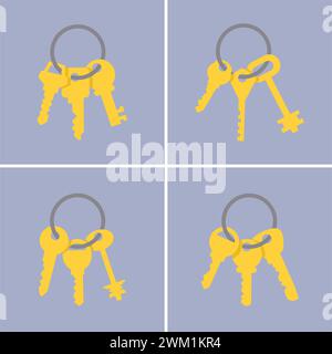 vector set of key icons. key bunches Stock Vector