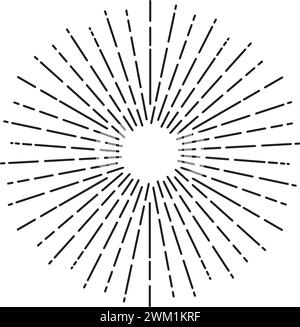 vector black starburst or sun rays pattern isolated on white background. retro fireworks design. sunburst illustration Stock Vector