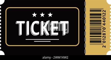 vector ticket icon isolated on white background. ticket template. casino, cinema, concert, event, game, party, show, theater gold ticket Stock Vector