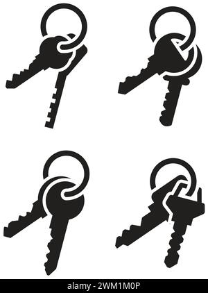 vector set of key icons isolated on white background. set of key bunches Stock Vector