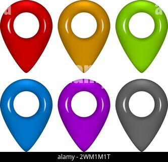 vector set of location pins. colorful location pins, gps pointer marker icons isolated on white background Stock Vector