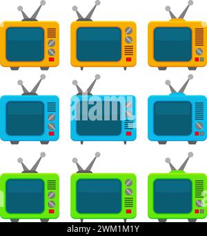 vector tv set. collection of retro tv sets isolated on white background Stock Vector