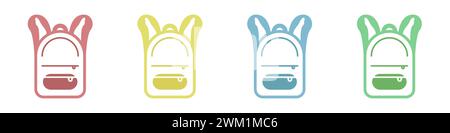 Linear icons of portfolios in simple style. Flat style logo education vector. Backpack in trendy vector style. Stock Vector
