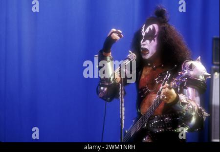MME4696701 American rock band KISS in concert: vocalist and bass player Gene Simmons, Rome about 1980/KISS, rock group, Roma 1980 circa -; (add.info.: American rock band KISS in concert: vocalist and bass player Gene Simmons, Rome about 1980/KISS, rock group, Roma 1980 circa -); © Marcello Mencarini. All rights reserved 2024. Stock Photo