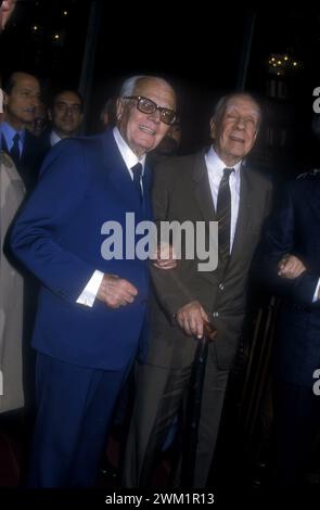 MME4707480 Portrait of Argentine writer Jorge Luis Borges and President of the Italian Republic Sandro Pertini in Rome, 1981.; (add.info.: Portrait of Argentine writer Jorge Luis Borges and President of the Italian Republic Sandro Pertini in Rome, 1981.); © Marcello Mencarini. All rights reserved 2023. Stock Photo