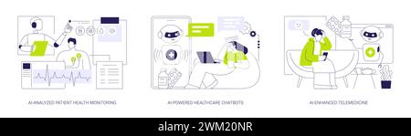 AI technology in Healthcare abstract concept vector illustrations. Stock Vector