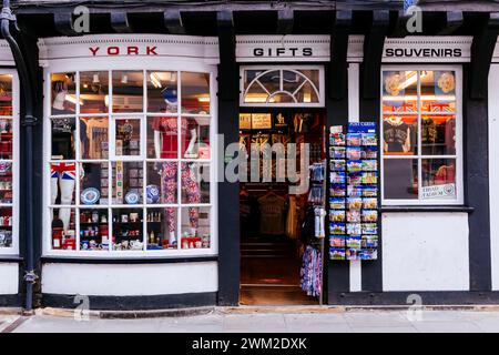 Gift shop in Tudor architecture building. High Petergate Street. York, North Yorkshire, Yorkshire and the Humber, England, United Kingdom, Europe Stock Photo