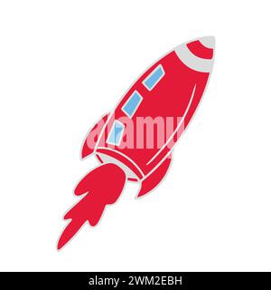 Red And Blue Rocket Icon Stock Vector
