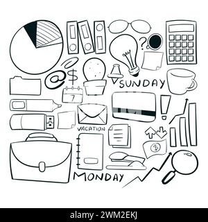 Office Doodle Vector Illustration Icon Office Stationery Icon Scribble Drawing Stock Vector