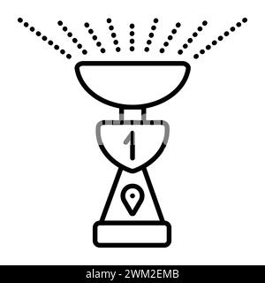 Best delivery company, black line vector icon of triumph cup, prize for good shipping, pictogram of winner statuette Stock Vector
