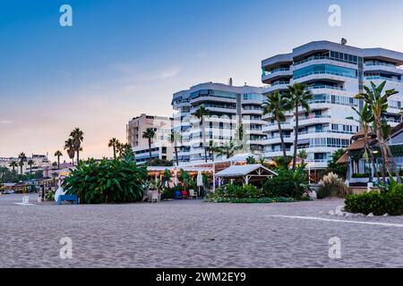 La Carihuela promenade at sunset. Torremolinos, Málaga, Andalucía, Spain, Europe Stock Photo