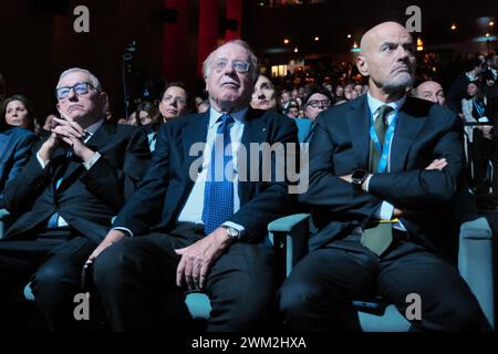 Roma, Italia. 23rd Feb, 2024. Foto Mauro Scrobogna/LaPresse 23-02-2024 Roma (Italia) - Politica - Congresso nazionale di Forza Italia - Nella foto: Paolo Scaroni presidente ENEL e del AC Milan, Claudio Descalzi AD ENI February 23, 2024 Rome (Italy)- Politics - National congress of Forza Italia - In the photo: Paolo Scaroni president ENEL and AC Milan, Claudio Descalzi CEO ENI Credit: LaPresse/Alamy Live News Stock Photo