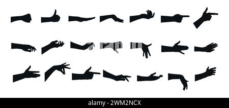 Collection of hand gestures silhouettes. Set of different hand gestures. Vector illustration Stock Vector