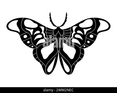 Monochrome monarch butterfly. Hand drawn insect. Vector illustration Stock Vector