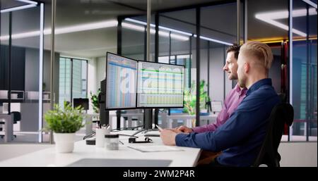 Spreadsheet Analyst Employee Worker. Medical Report On Computer Stock Photo