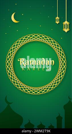 a luxurious and magnificent Islamic background. Vertical banner for social media content Stock Vector