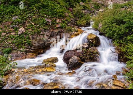 The Lower Apikuni Falls in Glacier National Park, Montana Stock Photo