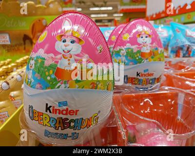 Kinder easter chocolate eggs in a supermarket Stock Photo