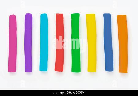 Multicolored clay plasticine with isolated on white background Stock Photo