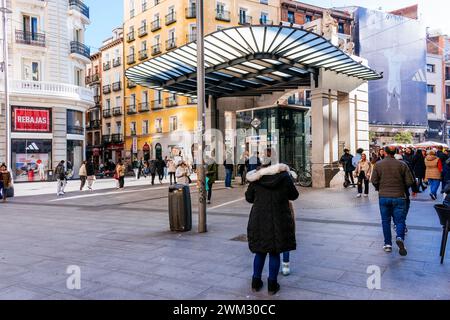 Front view. Red de San Luís Pavillion access to metro station. Replica of the old entrance to the metro station designed by architect Antonio Palacios Stock Photo