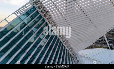 Aerial photograph of Milwaukee Art Museum on a pleasant winter evening. Stock Photo