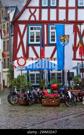 Walking around Bacharach small picturesque town in Germany Stock Photo