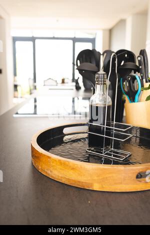 A modern kitchen sink with a drying rack, with copy space Stock Photo