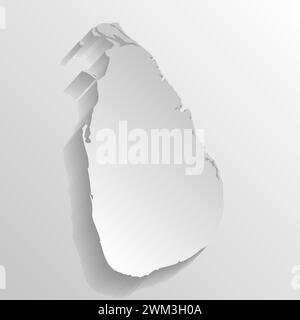 Sri Lanka country silhouette. High detailed map. White country silhouette with dropped long shadow on beige background. Stock Vector