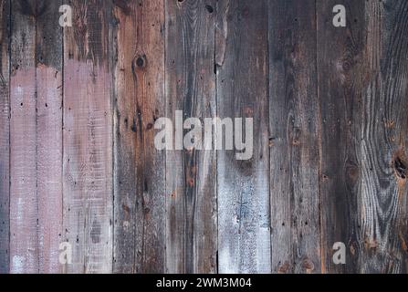 Wooden plank wall background for design and decoration. Empty space. Place for text. Old hardwood material. Dark faded worn table. Wooden textured, na Stock Photo