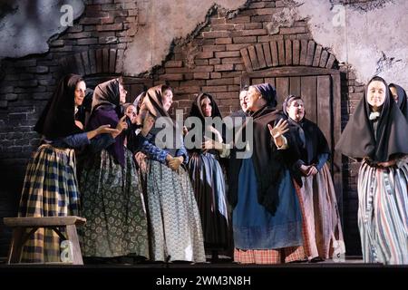 perform during the presentation of the opera LA ROSA DEL AZAFRAN at the Zarzuela Theater in Madrid. January 23, 2024 Spain Featuring: Actors Where: Madrid, Spain When: 23 Jan 2024 Credit: Oscar Gonzalez/WENN Stock Photo