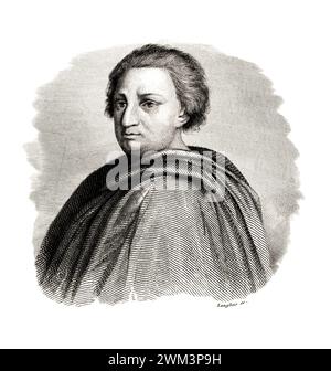 1780 c., Milano , ITALY :  The celebrated italian philosopher , criminologist , economist , jurist and writer CESARE BECCARIA marchese di Gualdrasco e di Villareggio ( 1738 - 1794 ), portayed engraved from an original painting in 1857 . Celebrated author of book DEI DELITTI E DELLE PENA ( On Crimes and Punishments ) in 1764 . Grandfather of italian most celebrated writer ALESSANDRO MANZONI ( 1785 - 1873 ) author of I PROMESSI SPOSI ( 1827 - 1842 , The Betrothed ). Portrait engraved by LANGLOIS , XIX century . - SCRITTORE - LITERATURE - LETTERATURA - LETTERATURA - stampa - incisione - engraving Stock Photo