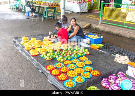 Fruit and vegetable stalls at Suva Municipal Market, Harris Road, Suva, Viti Levu, Republic of Fiji Stock Photo