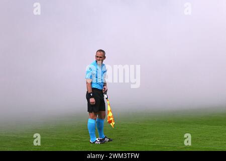Assistant referee, Volksparkstadion, smoke after extinguishing the ...
