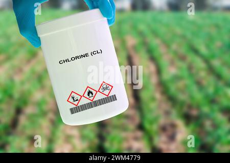 Container of chlorine Stock Photo