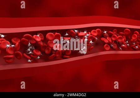 Normal platelet (thrombocytes) count in the blood - isometric view 3d illustration Stock Photo