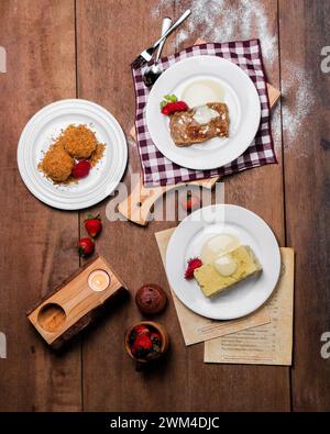 High angel of colorful potato on a checkered tablecloth Stock Photo