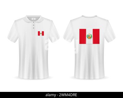 Polo shirt with Peru flag on a white background. Vector illustration. Stock Photo