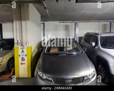 Cairo, Egypt, January 11 2024: Klaus multiparking system in a garage, one of the leading manufacturers of parking systems in the world for over 50 yea Stock Photo