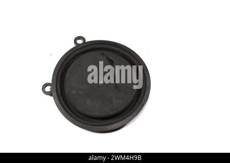 A damaged water gas heater water pressure diaphragm rubber pad, broken gas linkage valve Tympanic Membrane, maintenance of home appliances, fixing and Stock Photo