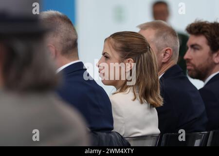 Turin, Italy, Saturday 24th February, 2024.  Carolina Kostner during the press conference mascot presentation Turin 2025 at sala Trasparenza, Grattacielo Regione Piemonte. Credit: Mattia Martegani/Alamy Live News Stock Photo