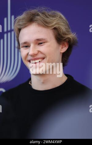 Turin, Italy, Saturday 24th February, 2024.  Ilia Malinin during the press conference mascot presentation Turin 2025 at sala Trasparenza, Grattacielo Regione Piemonte. Credit: Mattia Martegani/Alamy Live News Stock Photo